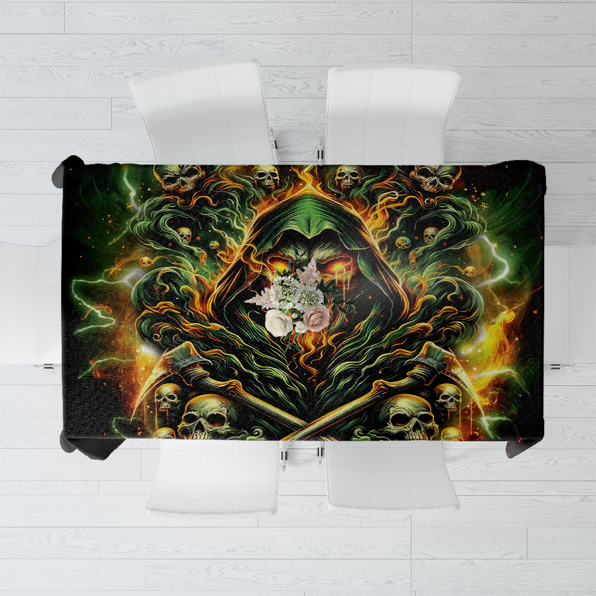 Rose Skull Tablecloth Don't Try Figure Me out - Wonder Print Shop