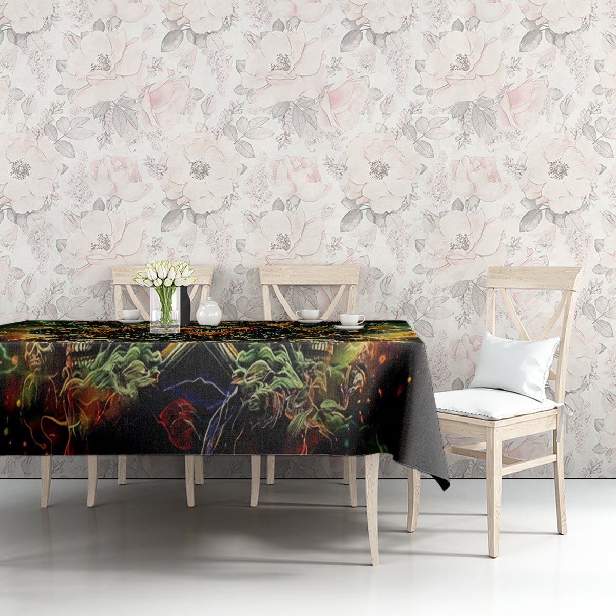 Rose Skull Tablecloth Don't Try Figure Me out - Wonder Print Shop