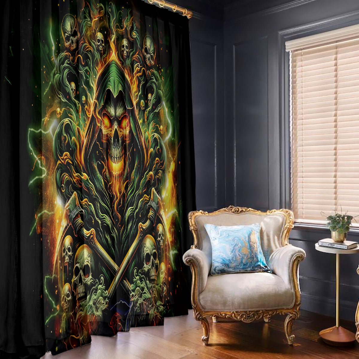 Rose Skull Window Curtain Don't Try Figure Me out - Wonder Print Shop