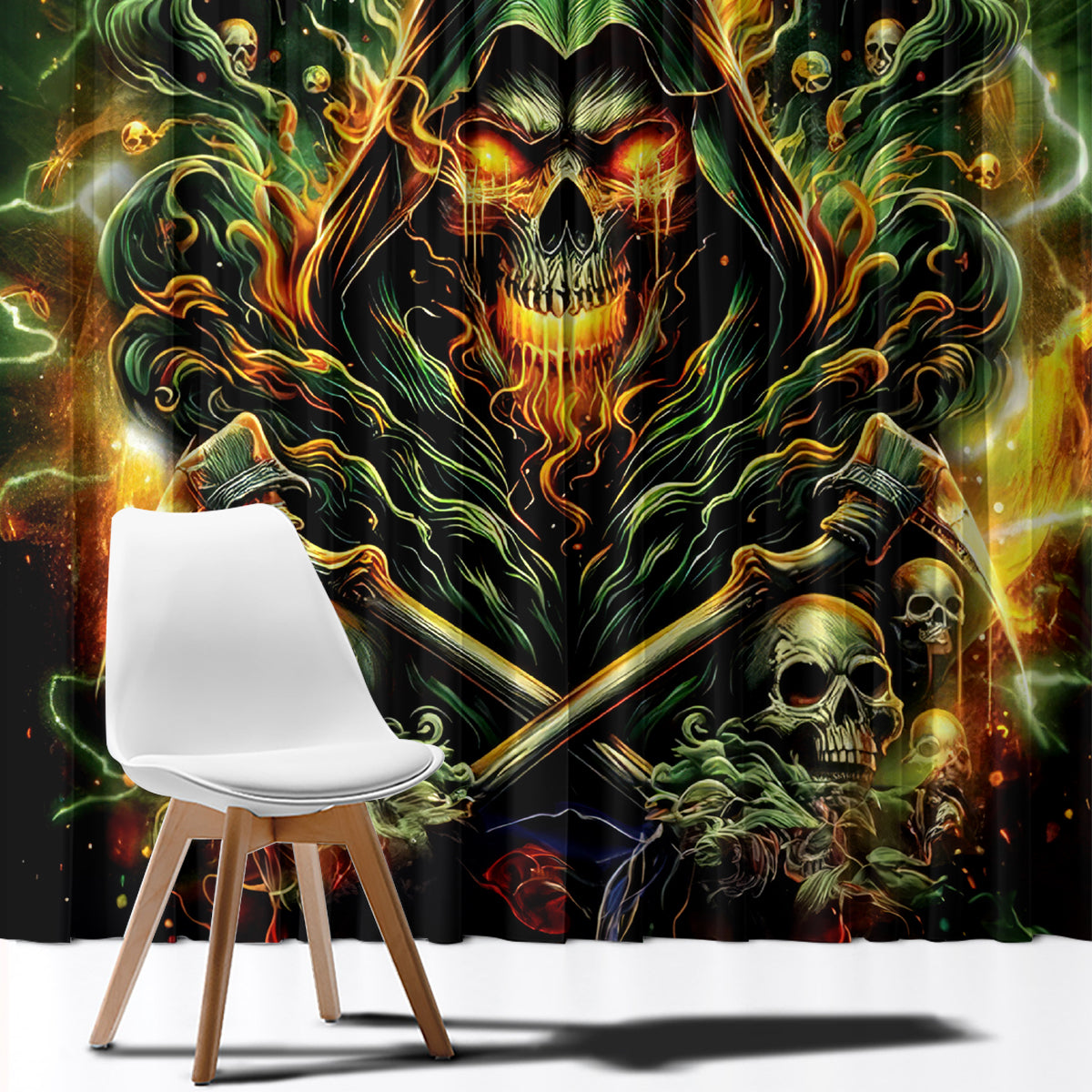 Rose Skull Window Curtain Don't Try Figure Me out - Wonder Print Shop