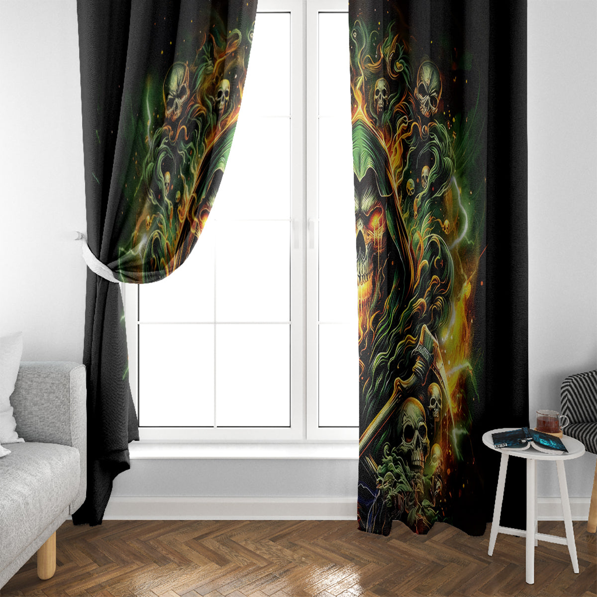 Rose Skull Window Curtain Don't Try Figure Me out - Wonder Print Shop