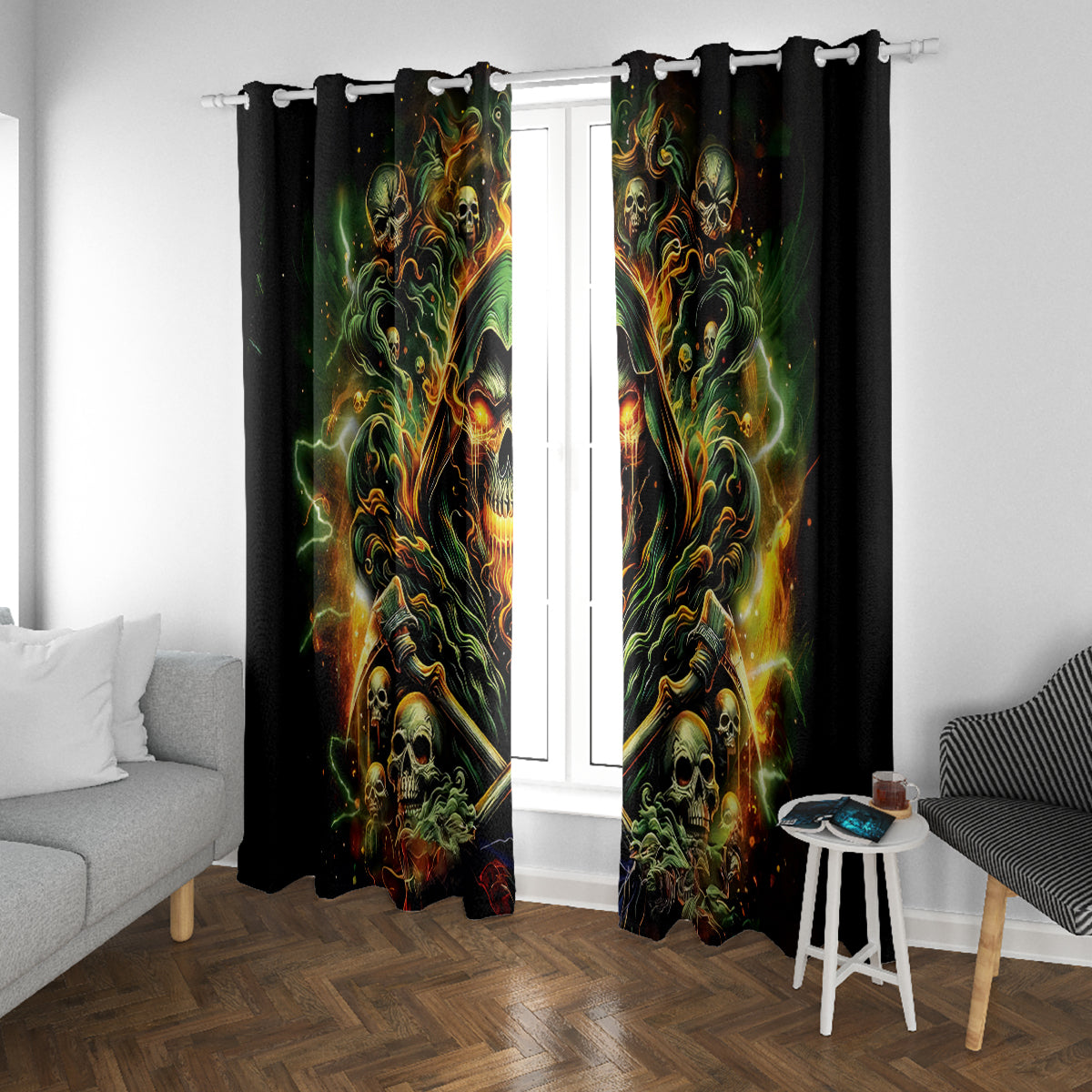 Rose Skull Window Curtain Don't Try Figure Me out - Wonder Print Shop