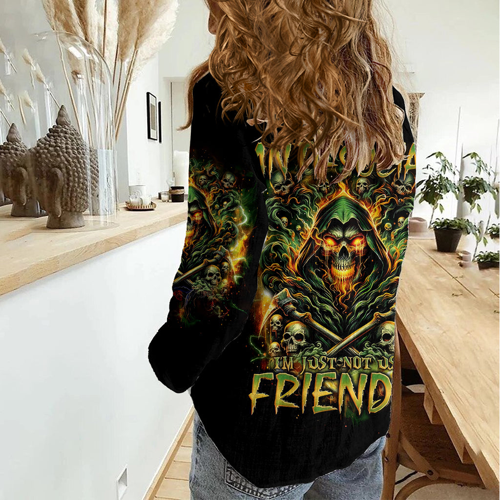 Rose Skull Women Casual Shirt Don't Try Figure Me out - Wonder Print Shop