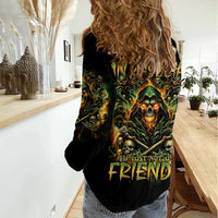 Rose Skull Women Casual Shirt Don't Try Figure Me out - Wonder Print Shop