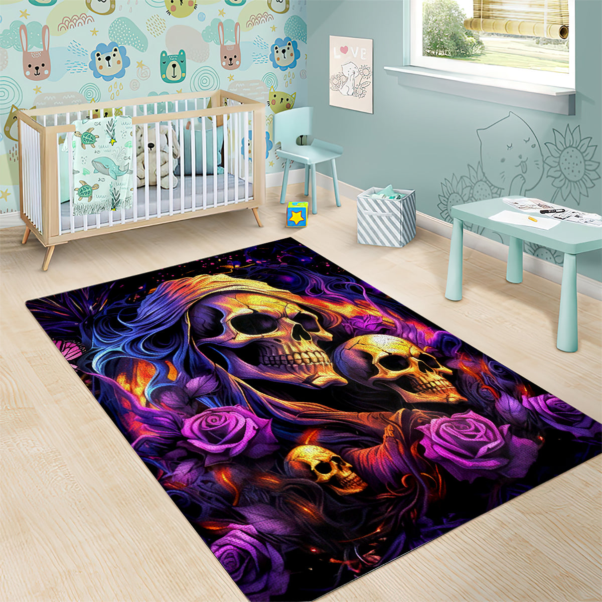 Irish Skull Area Rug Good Girl Drinve Wine, Badass Girl Chug Beer - Wonder Print Shop