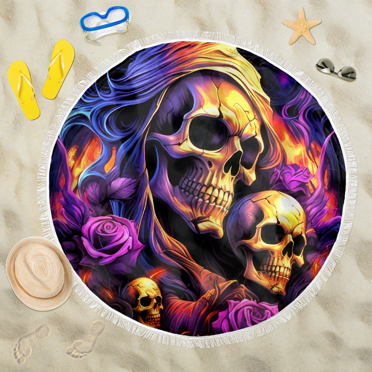 Irish Skull Beach Blanket Good Girl Drinve Wine, Badass Girl Chug Beer - Wonder Print Shop