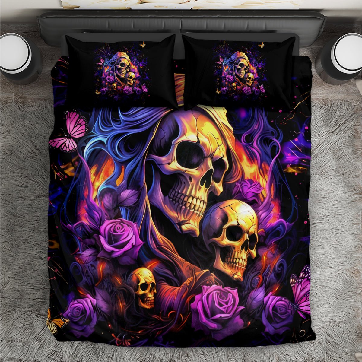 Irish Skull Bedding Set Good Girl Drinve Wine, Badass Girl Chug Beer - Wonder Print Shop