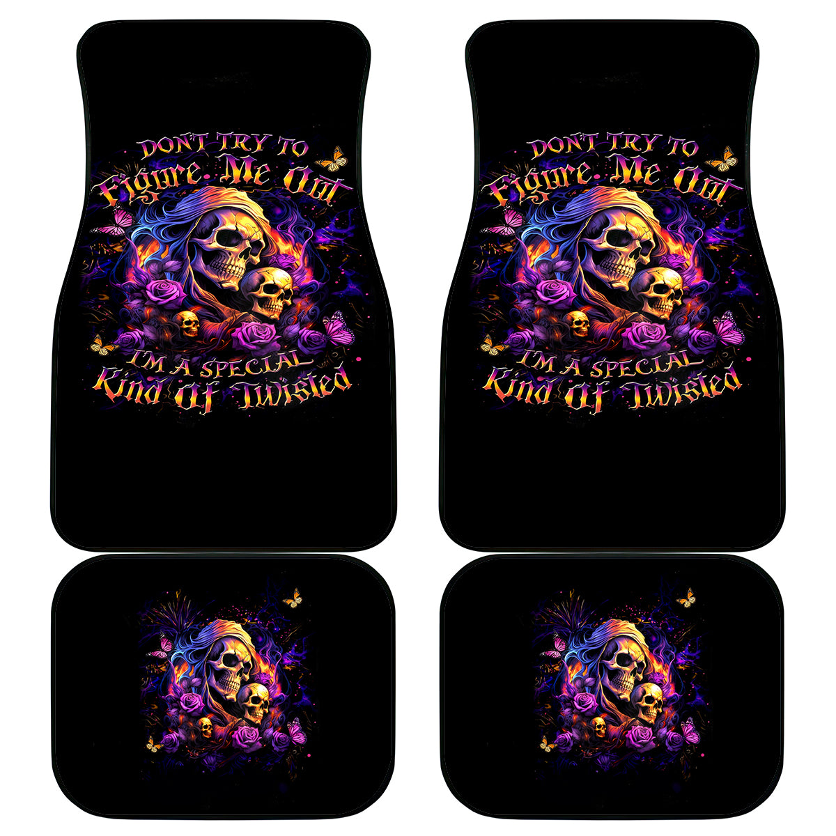 Irish Skull Car Mats Good Girl Drinve Wine, Badass Girl Chug Beer - Wonder Print Shop