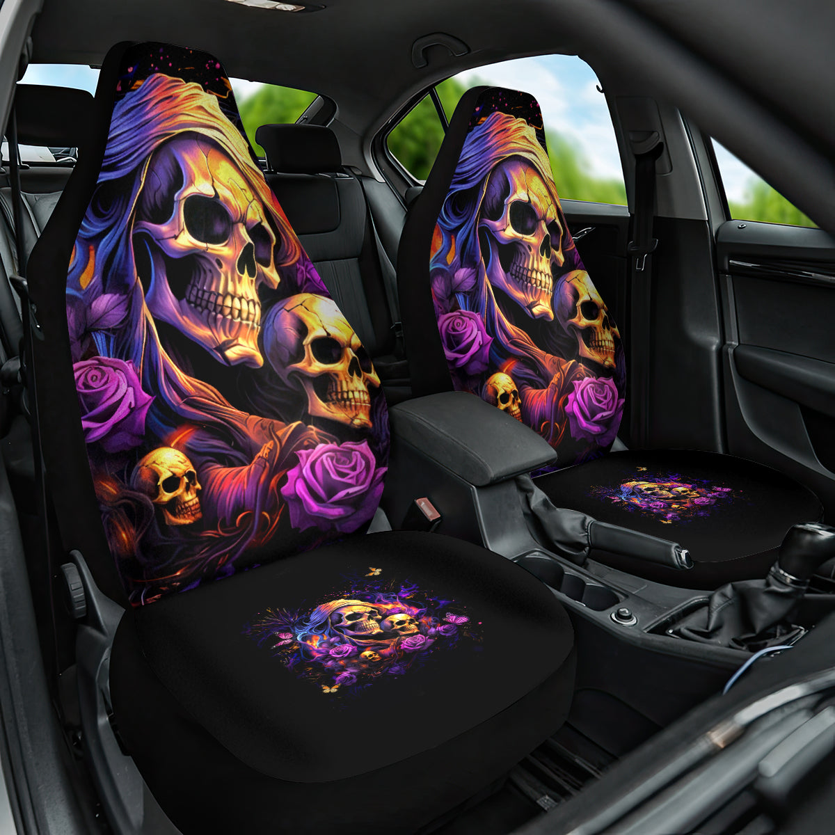 Irish Skull Car Seat Cover Good Girl Drinve Wine, Badass Girl Chug Beer - Wonder Print Shop