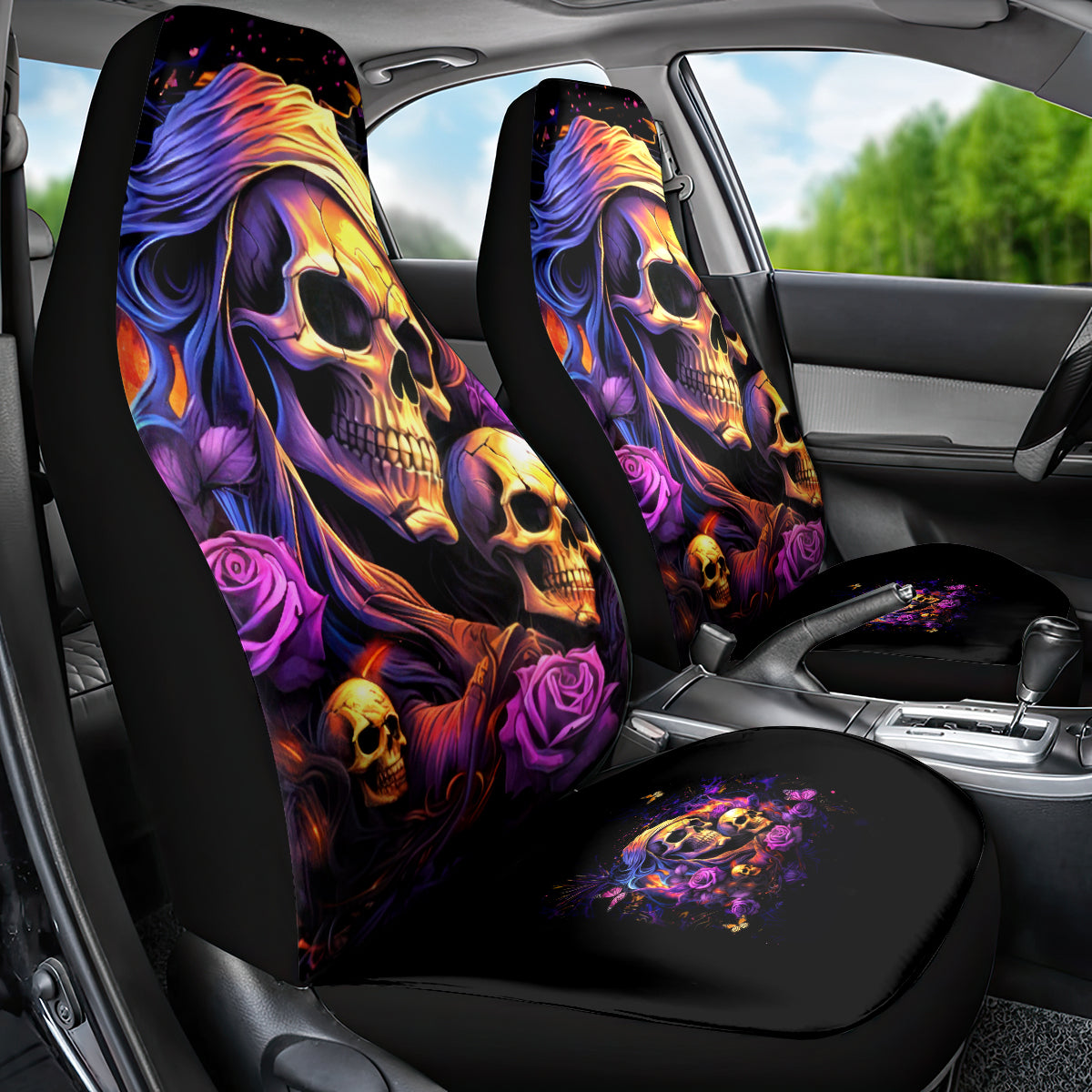 Irish Skull Car Seat Cover Good Girl Drinve Wine, Badass Girl Chug Beer - Wonder Print Shop