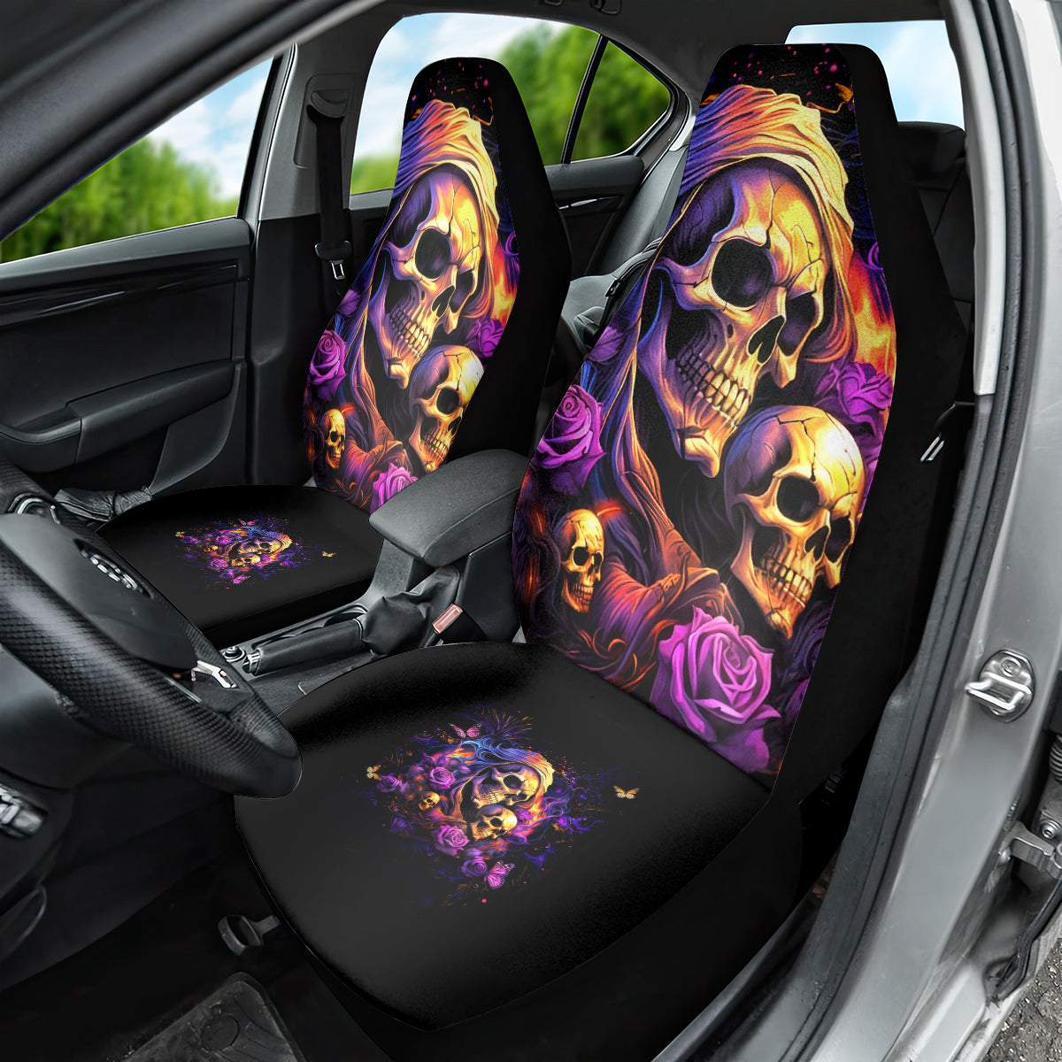 Irish Skull Car Seat Cover Good Girl Drinve Wine, Badass Girl Chug Beer - Wonder Print Shop