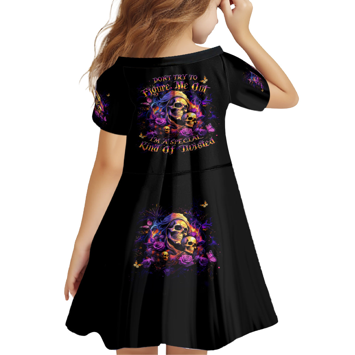 Irish Skull Family Matching Off Shoulder Long Sleeve Dress and Hawaiian Shirt Good Girl Drinve Wine, Badass Girl Chug Beer - Wonder Print Shop