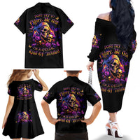 Irish Skull Family Matching Off Shoulder Long Sleeve Dress and Hawaiian Shirt Good Girl Drinve Wine, Badass Girl Chug Beer - Wonder Print Shop