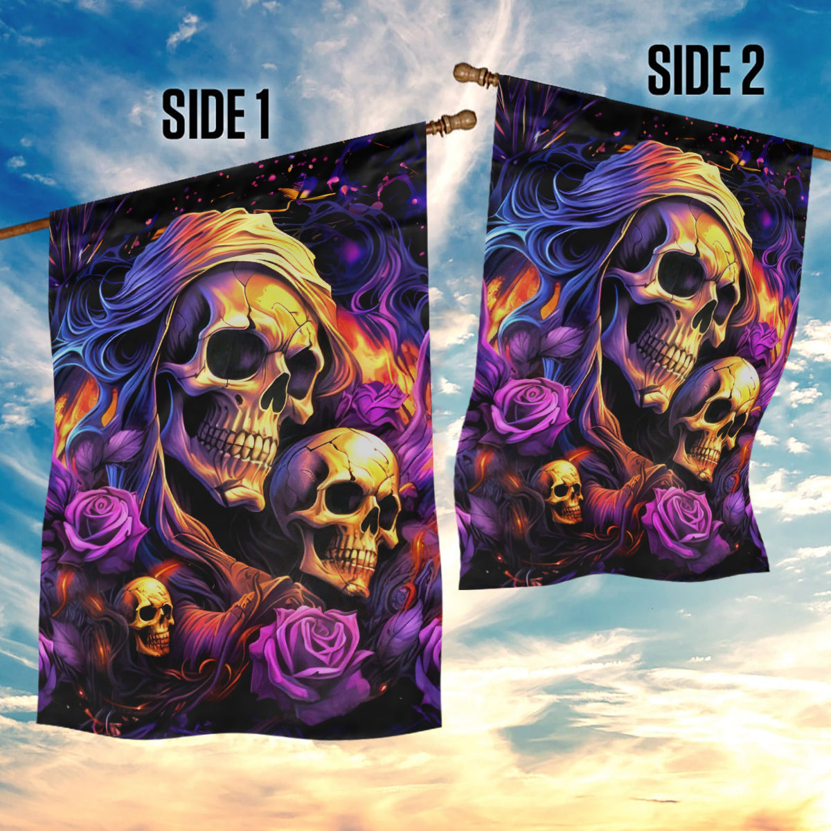 Irish Skull Garden Flag Good Girl Drinve Wine, Badass Girl Chug Beer - Wonder Print Shop