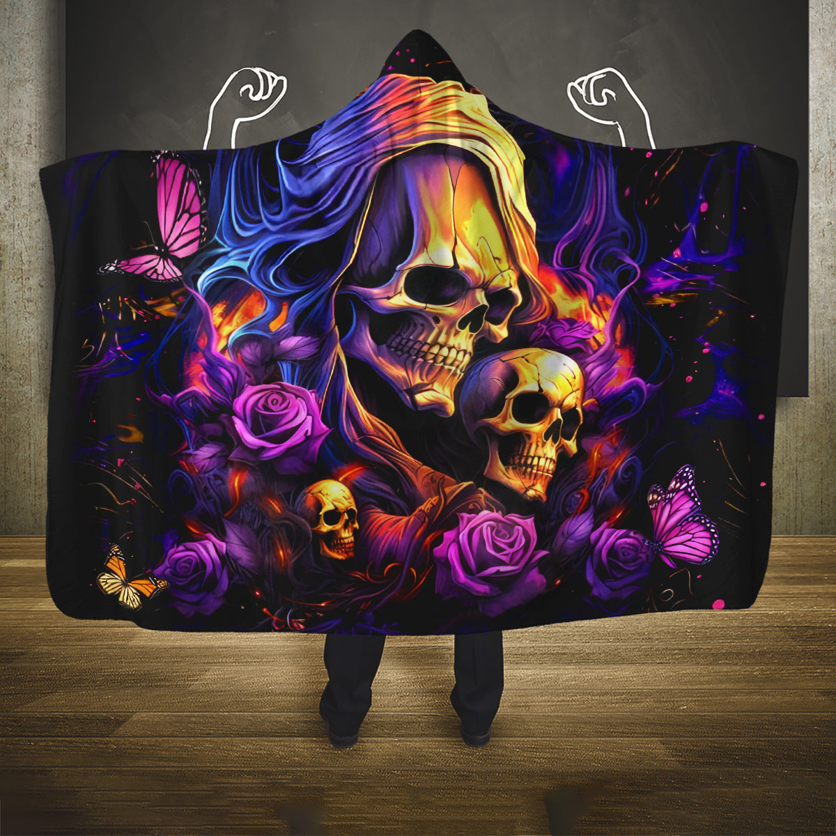Irish Skull Hooded Blanket Good Girl Drinve Wine, Badass Girl Chug Beer