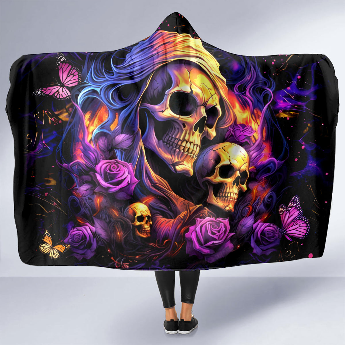 Irish Skull Hooded Blanket Good Girl Drinve Wine, Badass Girl Chug Beer