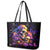 Irish Skull Leather Tote Bag Good Girl Drinve Wine, Badass Girl Chug Beer - Wonder Print Shop