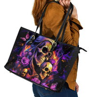 Irish Skull Leather Tote Bag Good Girl Drinve Wine, Badass Girl Chug Beer - Wonder Print Shop