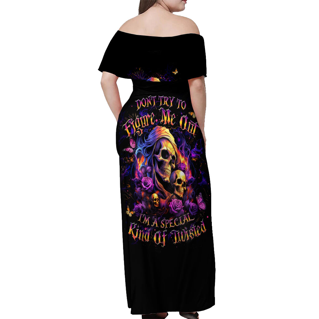 Irish Skull Off Shoulder Maxi Dress Good Girl Drinve Wine, Badass Girl Chug Beer - Wonder Print Shop