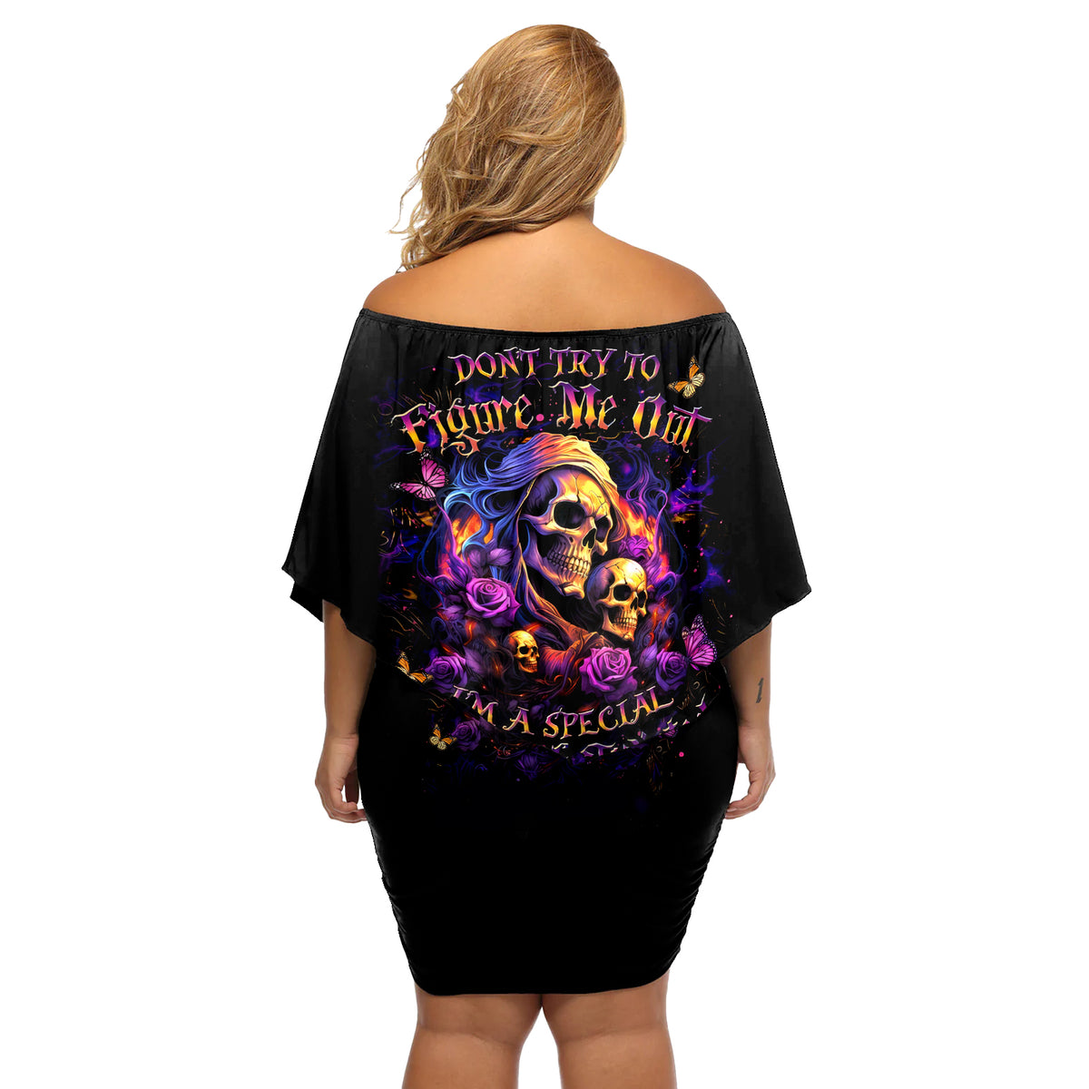 Irish Skull Off Shoulder Short Dress Good Girl Drinve Wine, Badass Girl Chug Beer - Wonder Print Shop