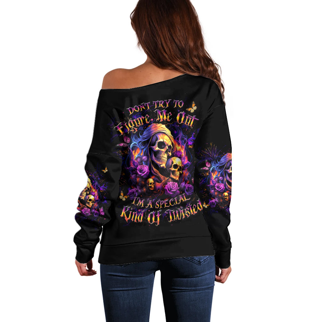 Irish Skull Off Shoulder Sweater Good Girl Drinve Wine, Badass Girl Chug Beer - Wonder Print Shop