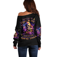 Irish Skull Off Shoulder Sweater Good Girl Drinve Wine, Badass Girl Chug Beer - Wonder Print Shop