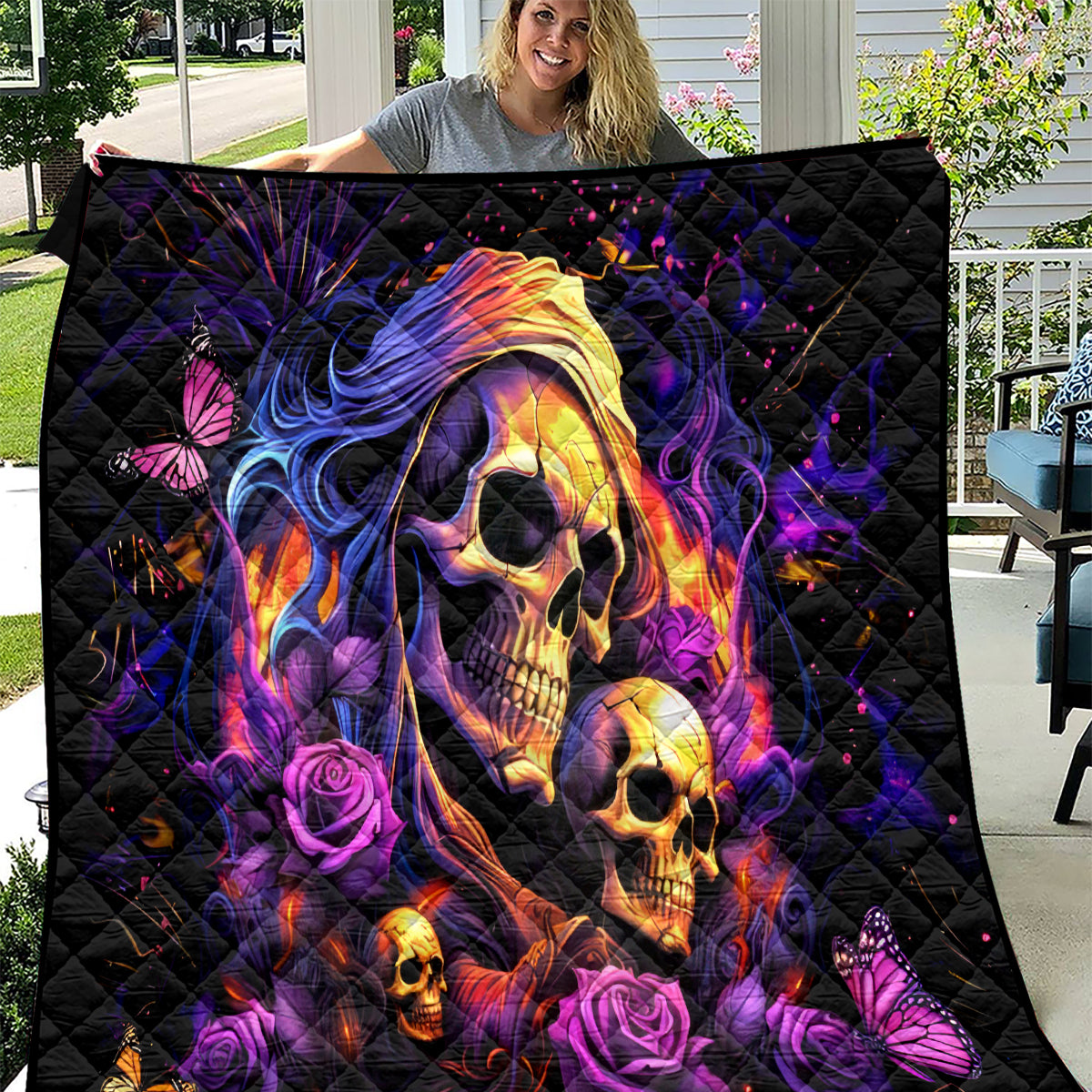Irish Skull Quilt Good Girl Drinve Wine, Badass Girl Chug Beer - Wonder Print Shop