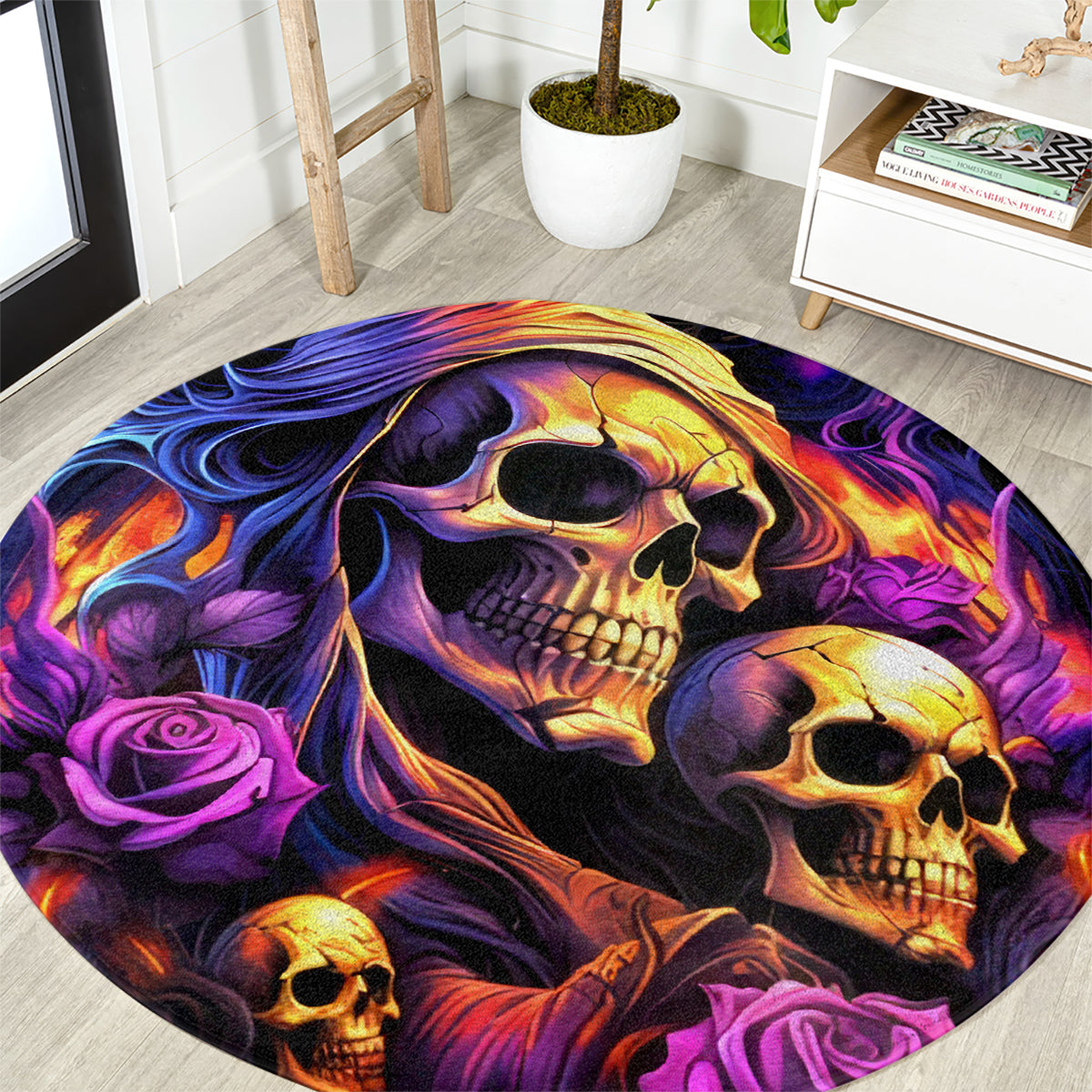 Irish Skull Round Carpet Good Girl Drinve Wine, Badass Girl Chug Beer