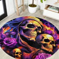 Irish Skull Round Carpet Good Girl Drinve Wine, Badass Girl Chug Beer