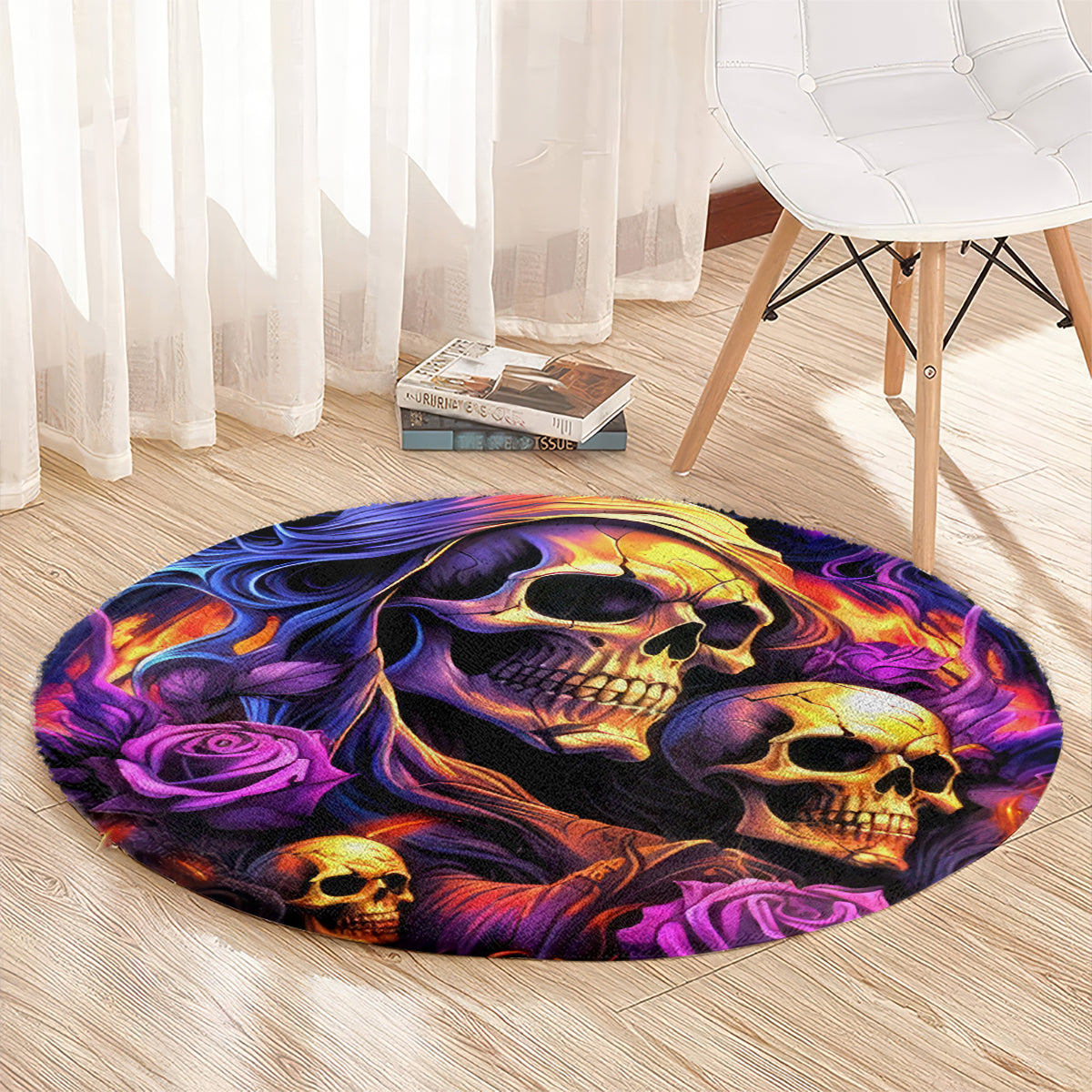 Irish Skull Round Carpet Good Girl Drinve Wine, Badass Girl Chug Beer