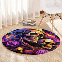 Irish Skull Round Carpet Good Girl Drinve Wine, Badass Girl Chug Beer