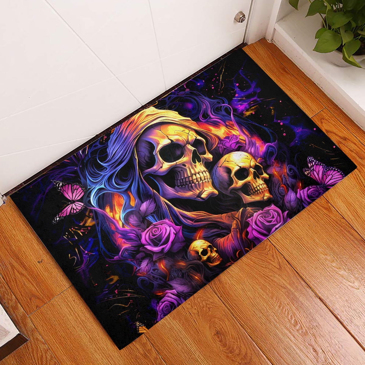 Irish Skull Rubber Doormat Good Girl Drinve Wine, Badass Girl Chug Beer - Wonder Print Shop