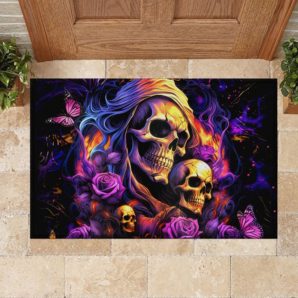 Irish Skull Rubber Doormat Good Girl Drinve Wine, Badass Girl Chug Beer - Wonder Print Shop