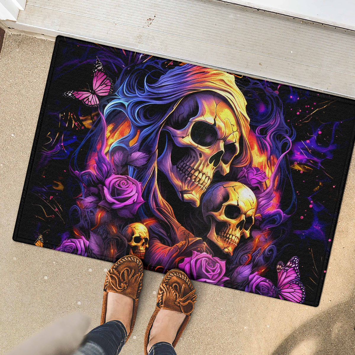 Irish Skull Rubber Doormat Good Girl Drinve Wine, Badass Girl Chug Beer - Wonder Print Shop