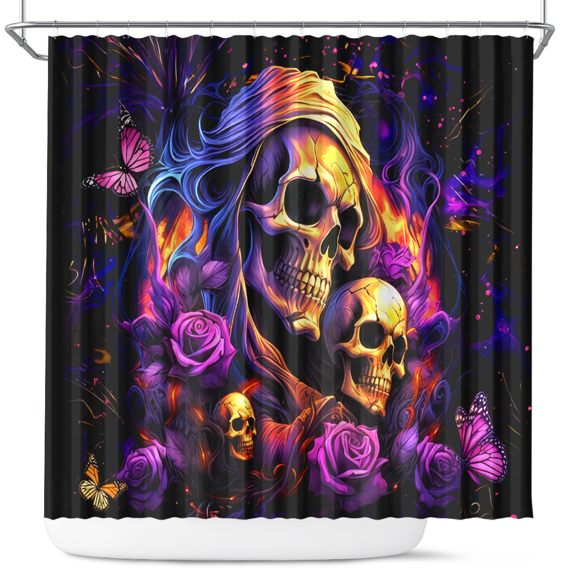 Irish Skull Shower Curtain Good Girl Drinve Wine, Badass Girl Chug Beer