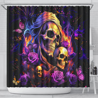 Irish Skull Shower Curtain Good Girl Drinve Wine, Badass Girl Chug Beer