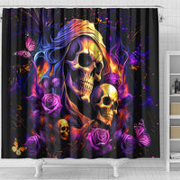 Irish Skull Shower Curtain Good Girl Drinve Wine, Badass Girl Chug Beer