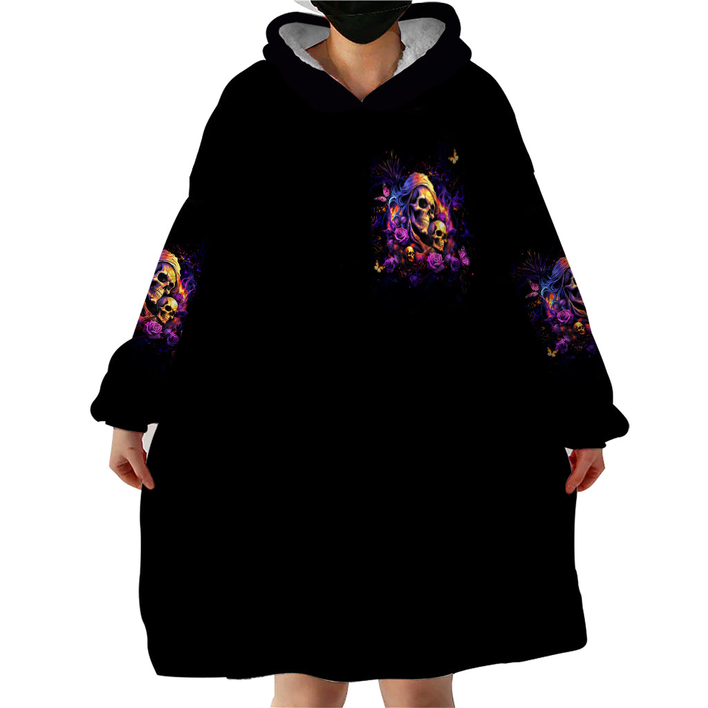 Irish Skull Wearable Blanket Hoodie Good Girl Drinve Wine, Badass Girl Chug Beer - Wonder Print Shop