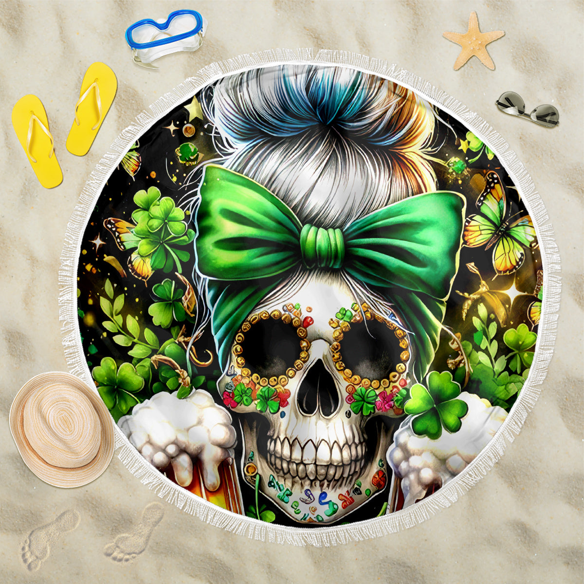 Rose Skull Beach Blanket No Matter How Much I Try To Be Fucking Nice - Wonder Print Shop