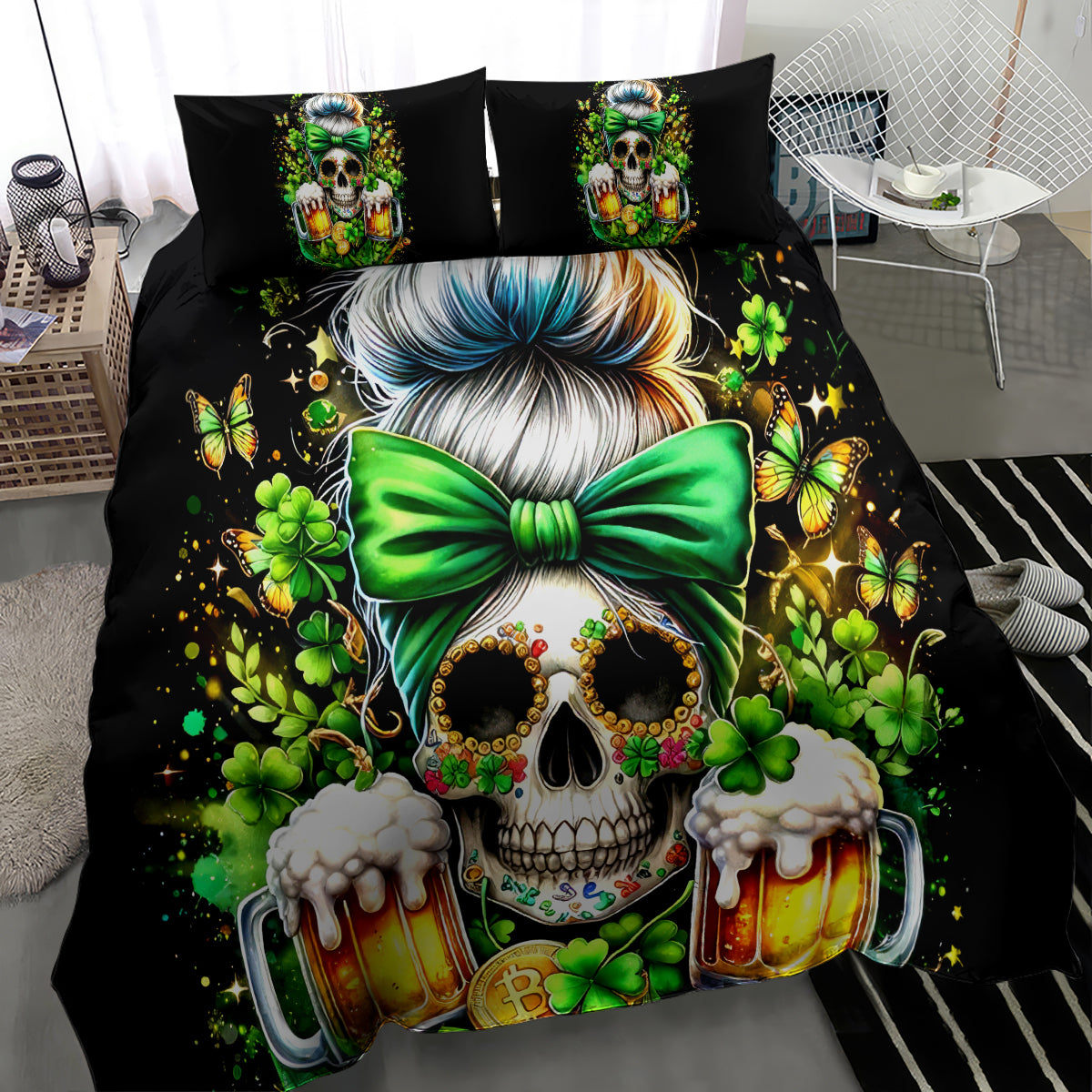 Rose Skull Bedding Set No Matter How Much I Try To Be Fucking Nice - Wonder Print Shop