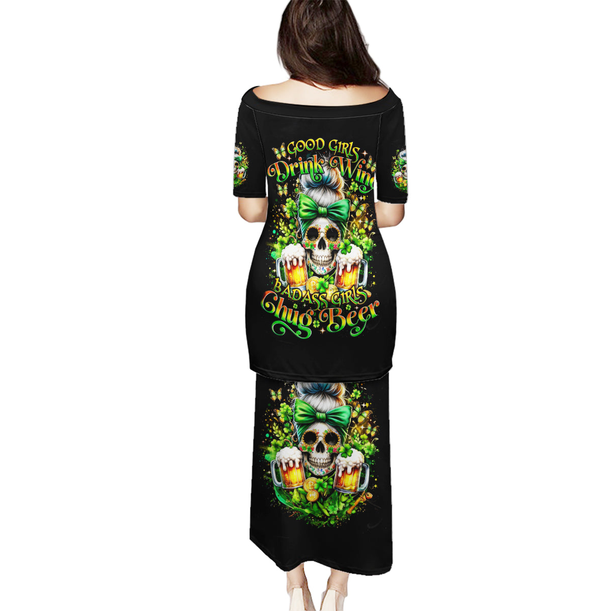 Rose Skull Family Matching Puletasi and Hawaiian Shirt No Matter How Much I Try To Be Fucking Nice - Wonder Print Shop