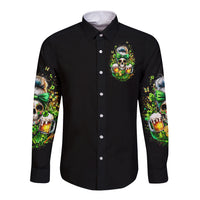 Rose Skull Long Sleeve Button Shirt No Matter How Much I Try To Be Fucking Nice - Wonder Print Shop