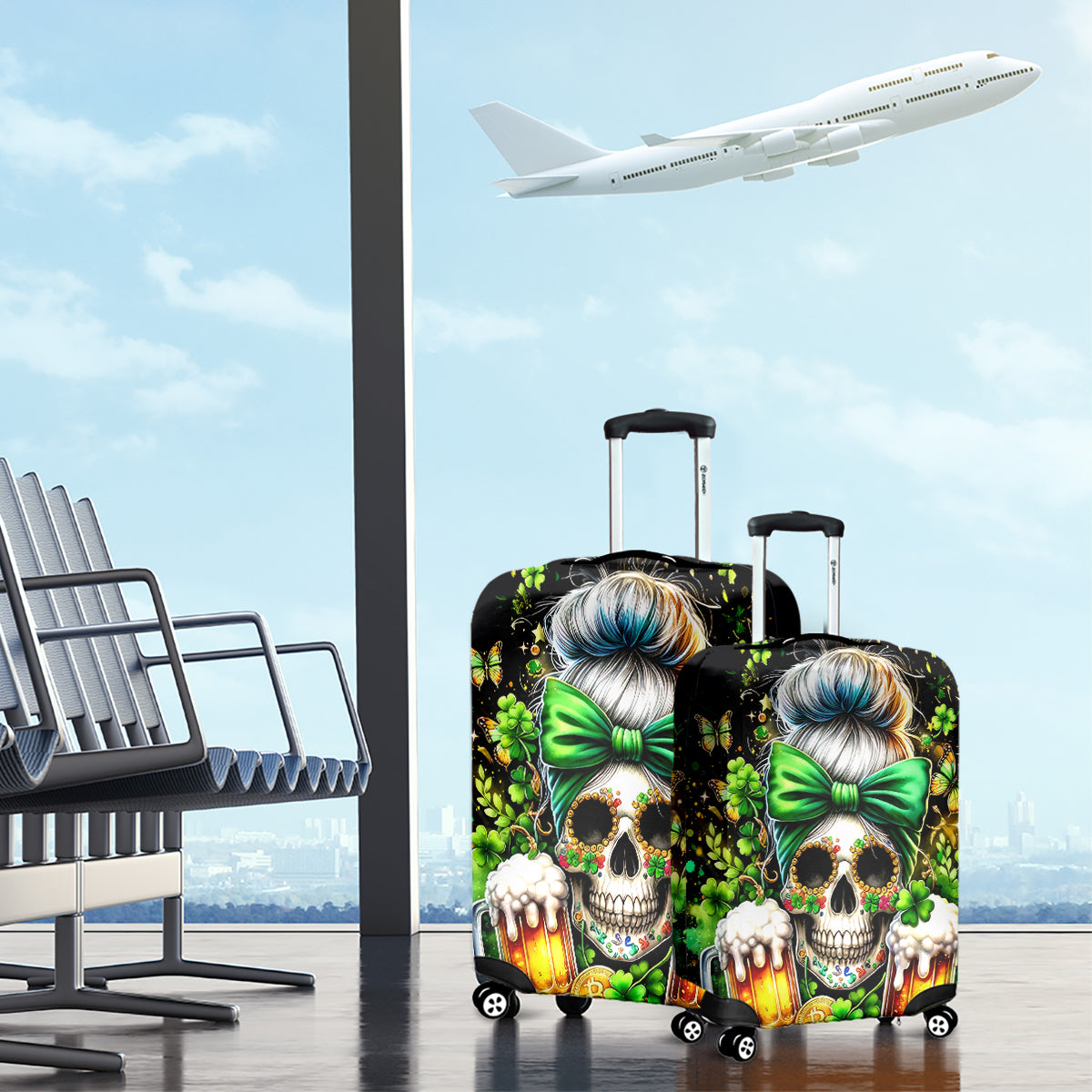 Rose Skull Luggage Cover No Matter How Much I Try To Be Fucking Nice - Wonder Print Shop