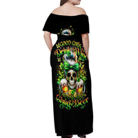Rose Skull Off Shoulder Maxi Dress No Matter How Much I Try To Be Fucking Nice - Wonder Print Shop