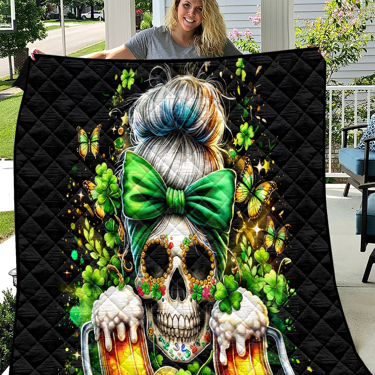 Rose Skull Quilt No Matter How Much I Try To Be Fucking Nice - Wonder Print Shop