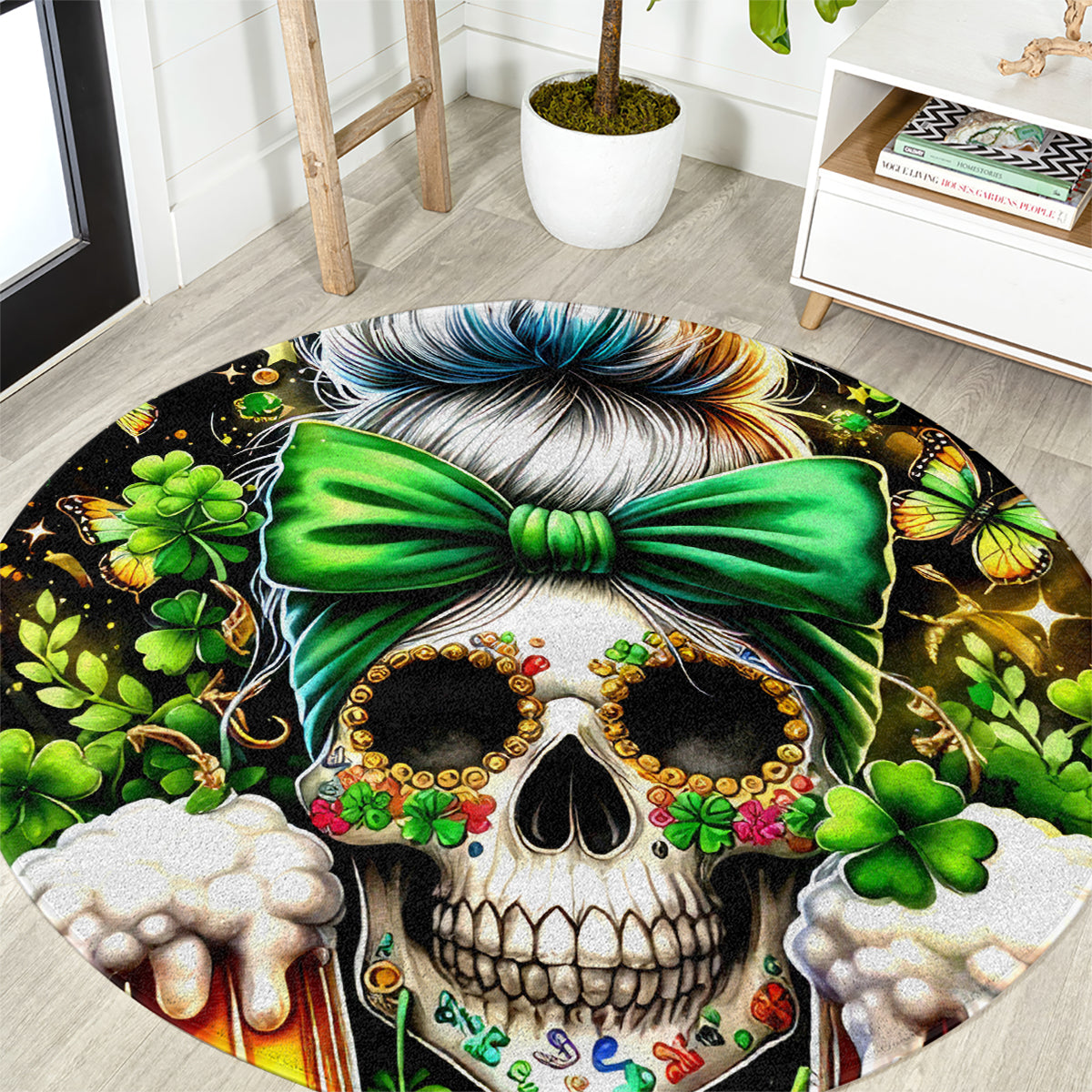 Rose Skull Round Carpet No Matter How Much I Try To Be Fucking Nice