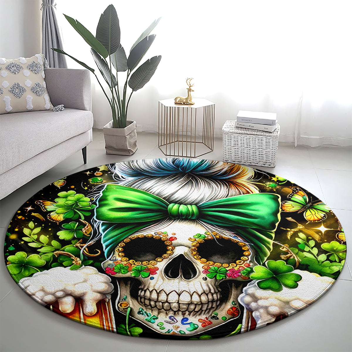 Rose Skull Round Carpet No Matter How Much I Try To Be Fucking Nice