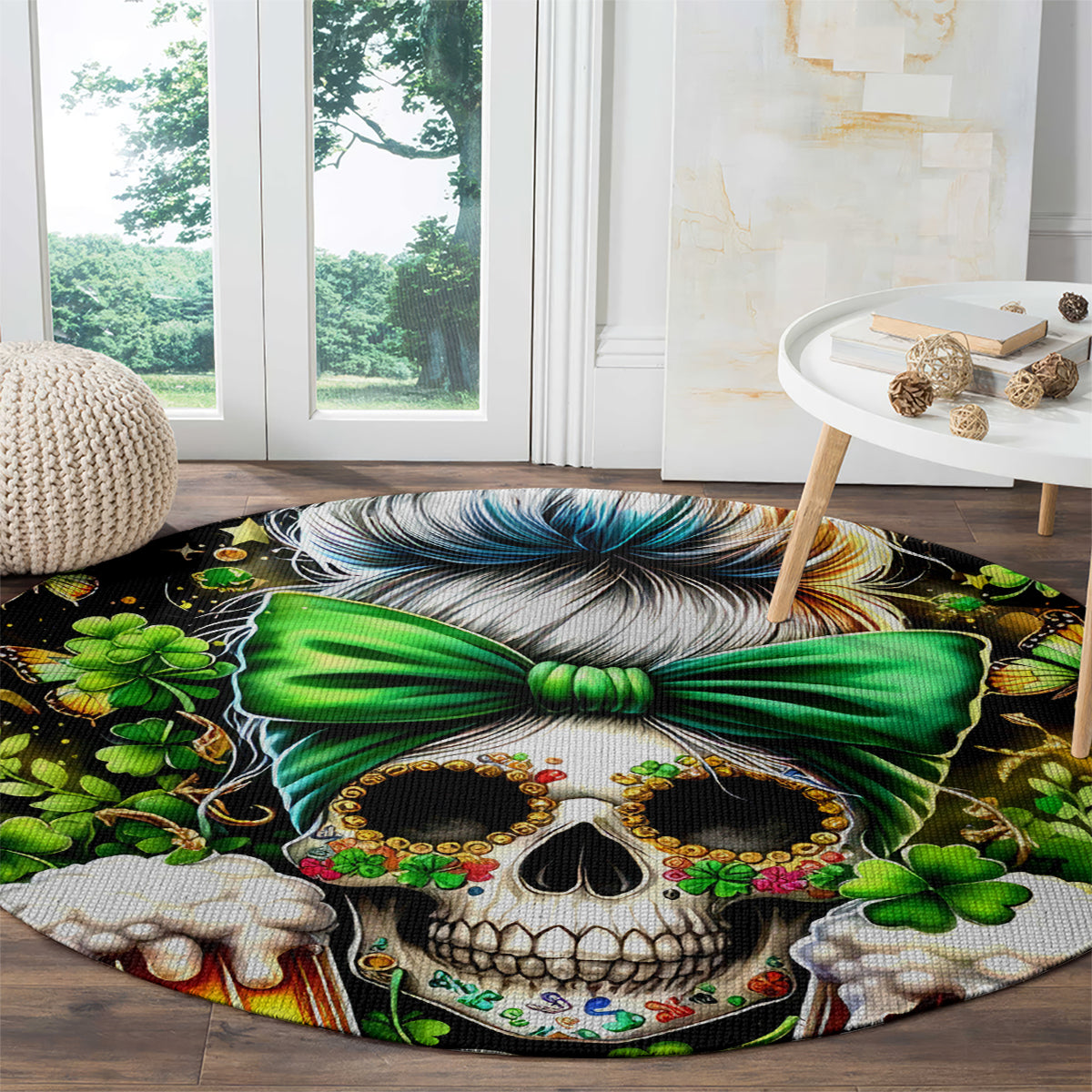 Rose Skull Round Carpet No Matter How Much I Try To Be Fucking Nice