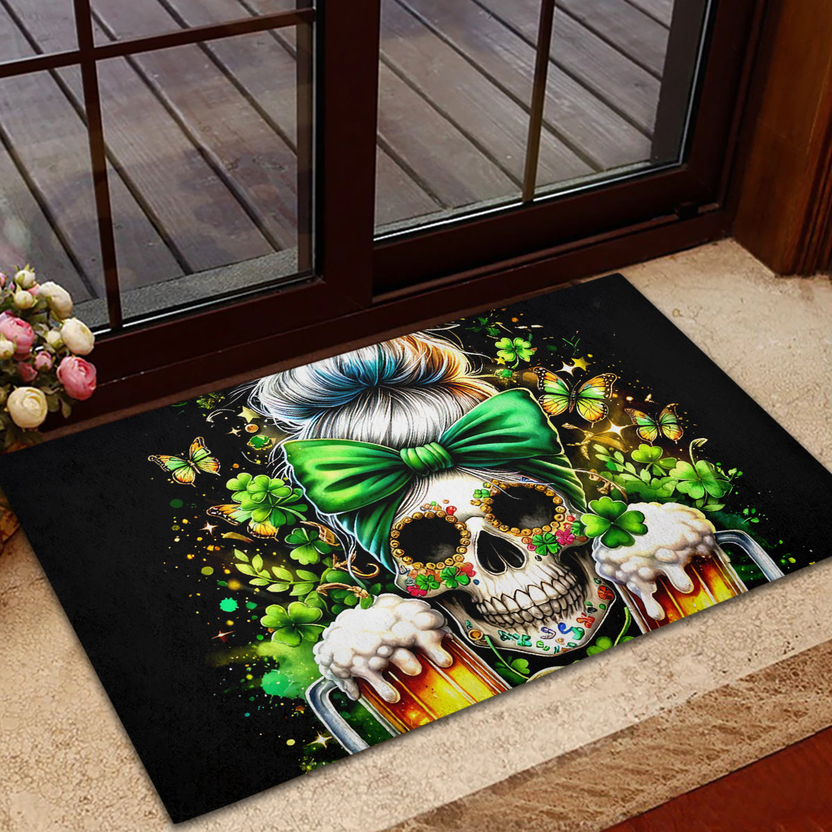 Rose Skull Rubber Doormat No Matter How Much I Try To Be Fucking Nice - Wonder Print Shop