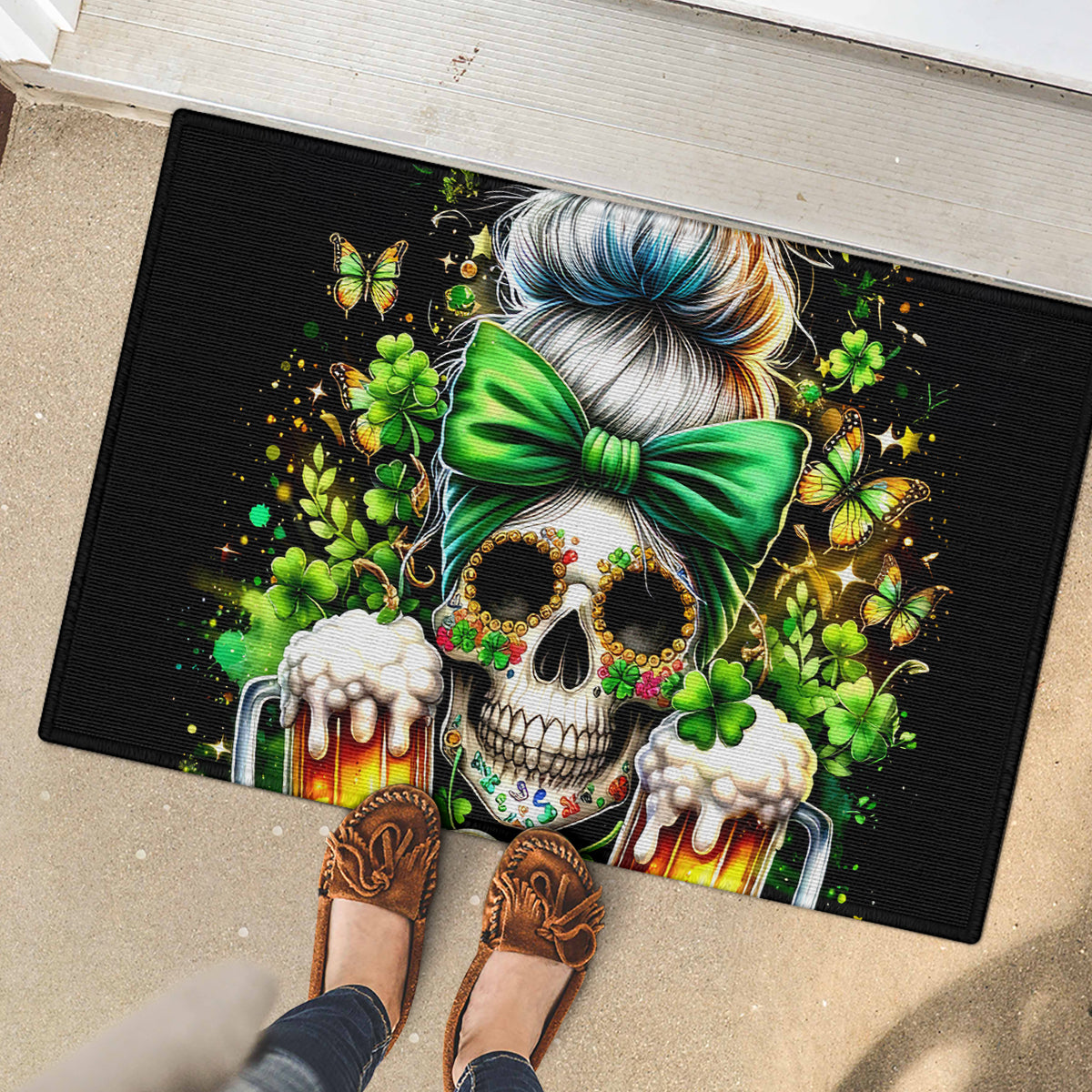 Rose Skull Rubber Doormat No Matter How Much I Try To Be Fucking Nice - Wonder Print Shop